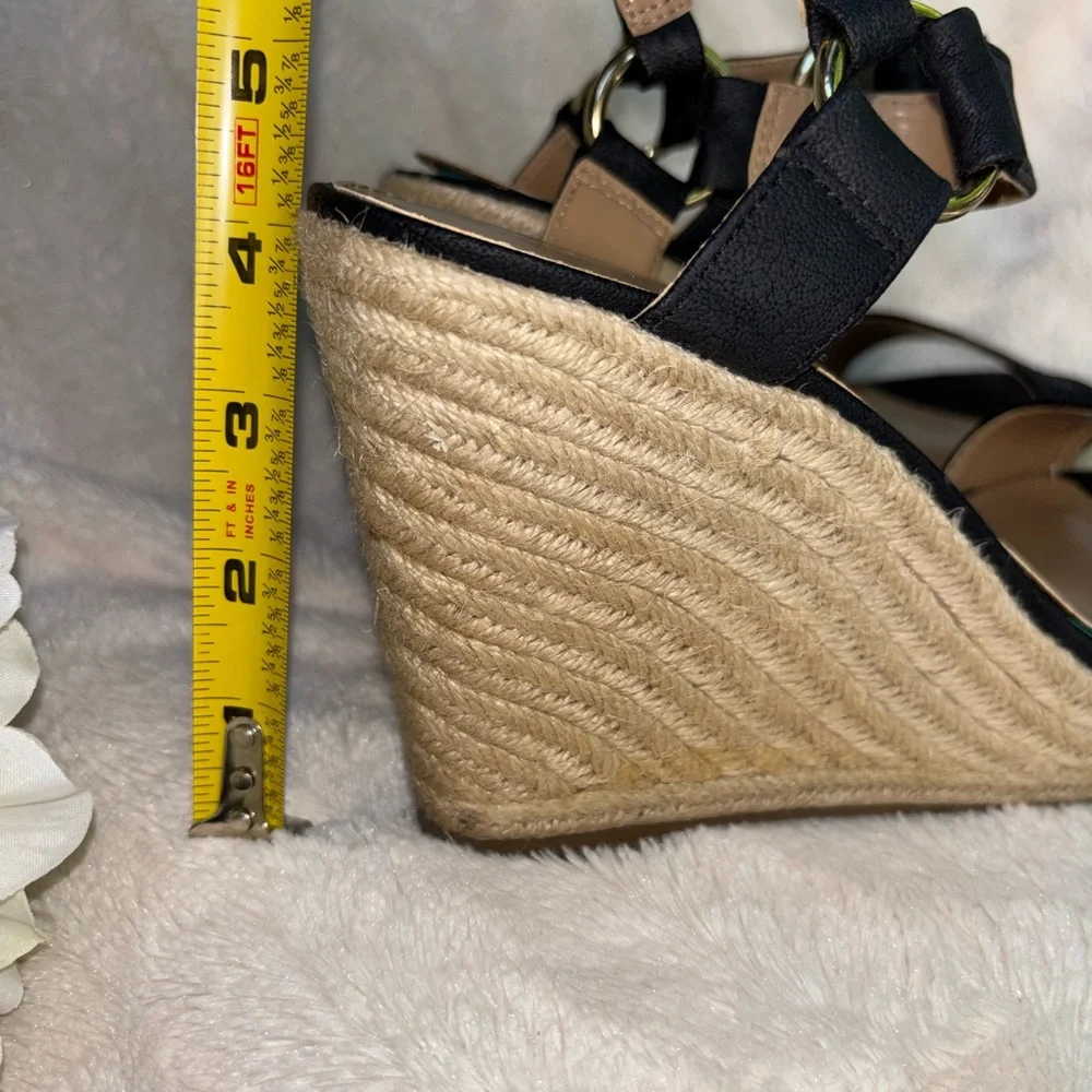 Merona Black Espadrille Wedge Sandals with Ankle Strap size 9